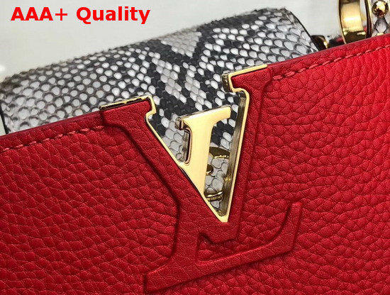 Louis Vuitton Capucines Mini Handbag Red Taurillon Leather and Python Skin Details Replica