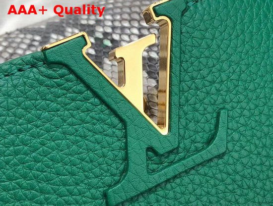 Louis Vuitton Capucines Mini Handbag Taurillon Leather and Python Skin Details Green Replica