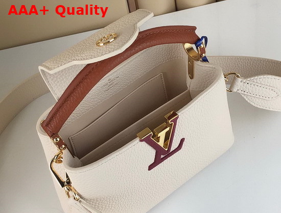 Louis Vuitton Capucines Mini Handbag White Gold Taurillon Leather Replica