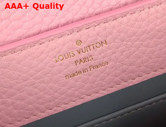 Louis Vuitton Capucines Mini Handbag Wisteria Light Pink Taurillon Leather Rainbow Color Leather Braided into the Strap and Handle M57945 Replica