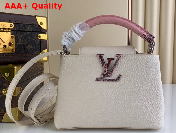 Louis Vuitton Capucines Mini Handbag in Beige Taurillon Leather with Lizard Details Replica