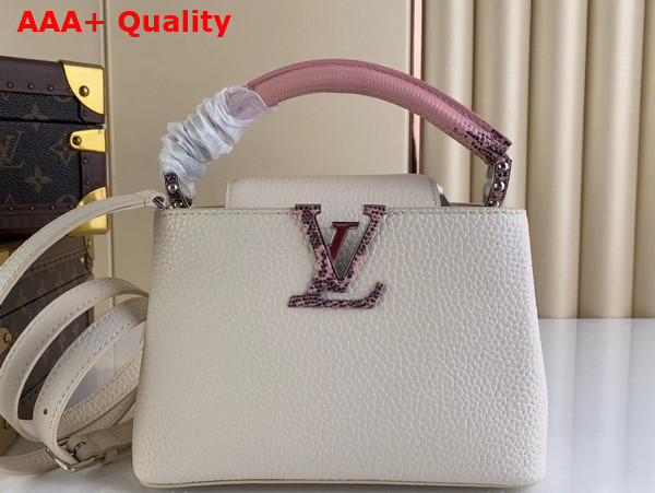 Louis Vuitton Capucines Mini Handbag in Beige Taurillon Leather with Lizard Details Replica