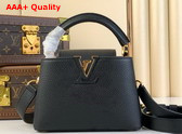 Louis Vuitton Capucines Mini Handbag in Black Taurillon Leather M24729 Replica