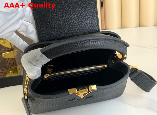 Louis Vuitton Capucines Mini Handbag in Black Taurillon Leather M24729 Replica