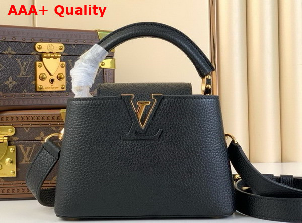 Louis Vuitton Capucines Mini Handbag in Black Taurillon Leather M24729 Replica