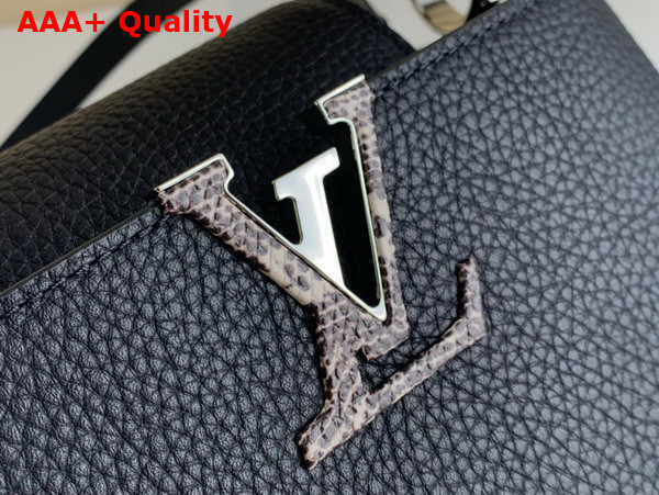 Louis Vuitton Capucines Mini Handbag in Black Taurillon Leather with Lizard Details Replica