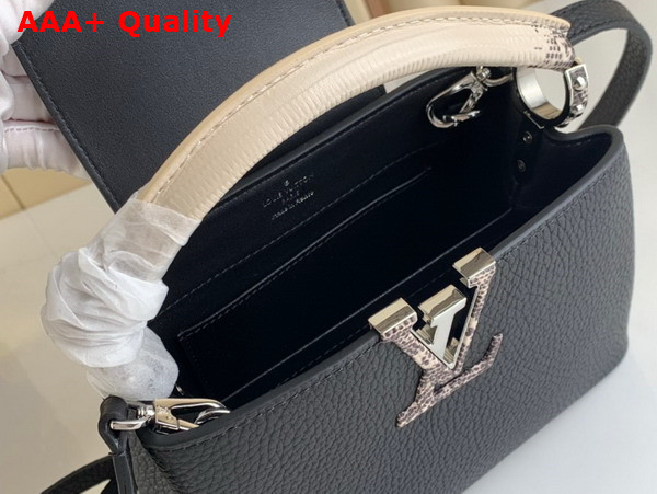 Louis Vuitton Capucines Mini Handbag in Black Taurillon Leather with Lizard Details Replica