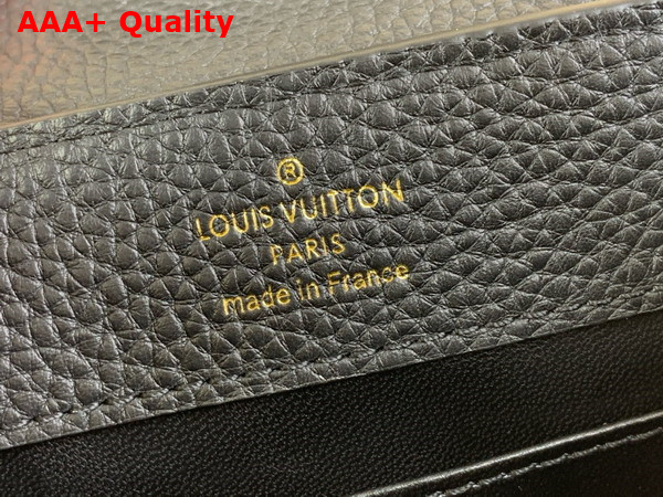 Louis Vuitton Capucines Mini Handbag in Black Taurillon Leather with Scarf Wrapped Around the Top Handle Replica