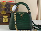 Louis Vuitton Capucines Mini Handbag in Dark Green Lizard Effect Cowhide Leather Replica