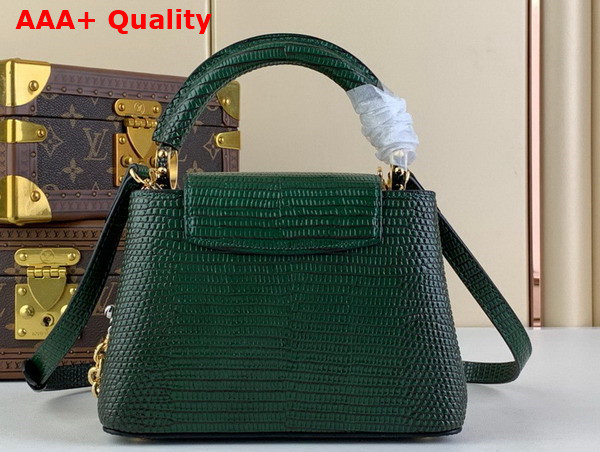 Louis Vuitton Capucines Mini Handbag in Dark Green Lizard Effect Cowhide Leather Replica