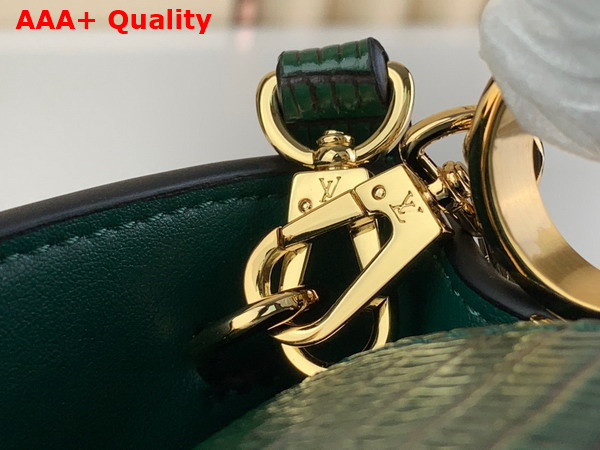 Louis Vuitton Capucines Mini Handbag in Dark Green Lizard Effect Cowhide Leather Replica