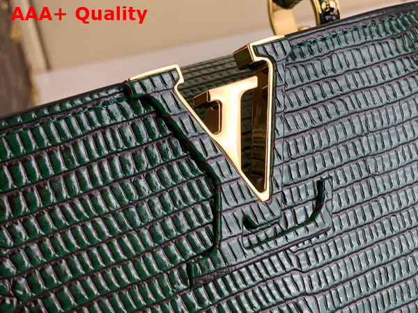 Louis Vuitton Capucines Mini Handbag in Dark Green Lizard Effect Cowhide Leather Replica