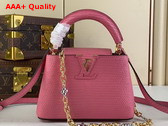 Louis Vuitton Capucines Mini Handbag in Dusty Pink Lizard Effect Cowhide Leather Replica