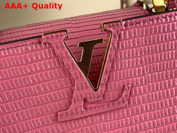 Louis Vuitton Capucines Mini Handbag in Dusty Pink Lizard Effect Cowhide Leather Replica