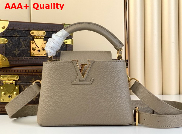 Louis Vuitton Capucines Mini Handbag in Galet Gray Taurillon Leather Replica