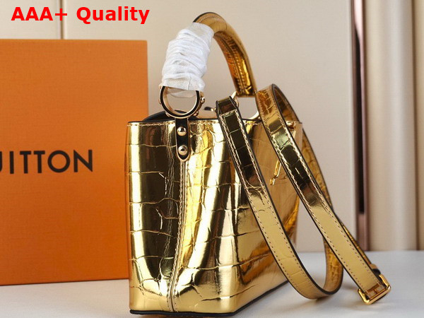 Louis Vuitton Capucines Mini Handbag in Gold Alligator Leather Replica