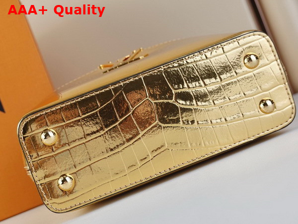 Louis Vuitton Capucines Mini Handbag in Gold Alligator Leather Replica