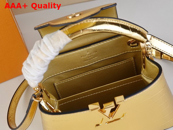 Louis Vuitton Capucines Mini Handbag in Gold Alligator Leather Replica