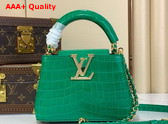 Louis Vuitton Capucines Mini Handbag in Green Crocodile Embossed Calfskin with Crystals Replica