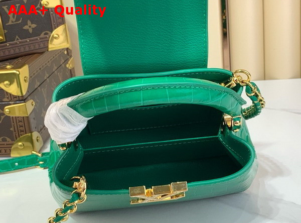 Louis Vuitton Capucines Mini Handbag in Green Crocodile Embossed Calfskin with Crystals Replica