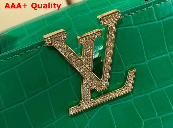 Louis Vuitton Capucines Mini Handbag in Green Crocodile Embossed Calfskin with Crystals Replica