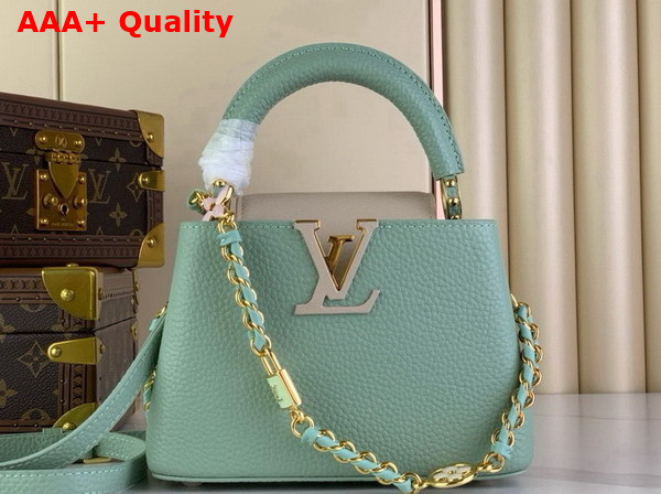 Louis Vuitton Capucines Mini Handbag in Jade Green Taurillon Leather Replica