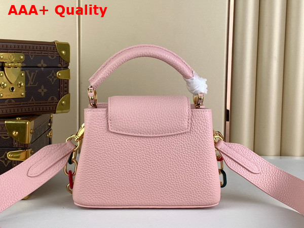 Louis Vuitton Capucines Mini Handbag in Jasmine Pink Taurillon Leather with Multicolored Chain M21643 Replica