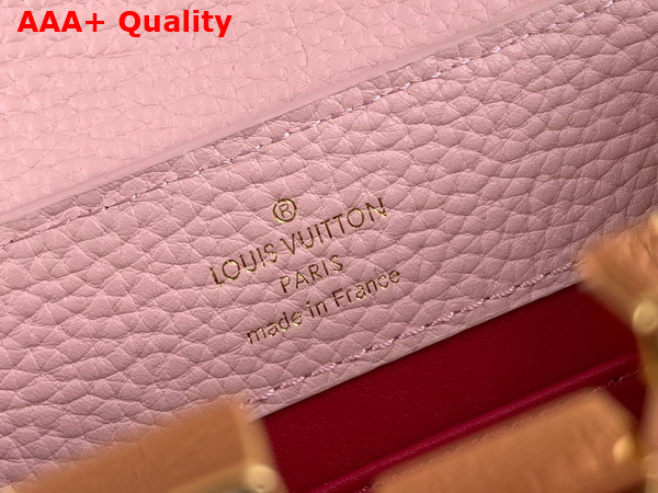 Louis Vuitton Capucines Mini Handbag in Jasmine Pink Taurillon Leather with Multicolored Chain M21643 Replica