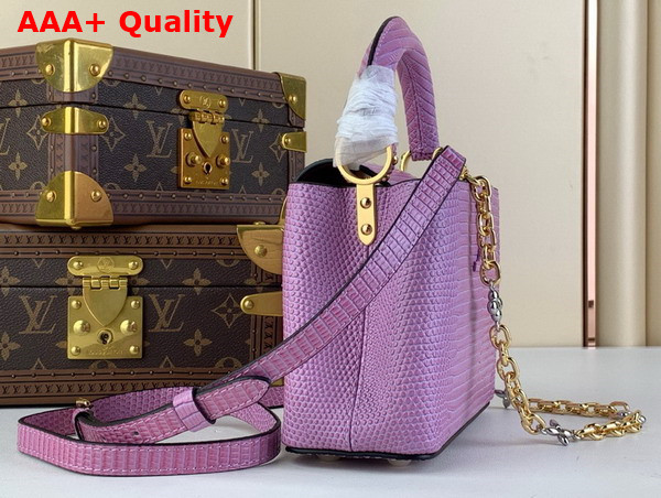 Louis Vuitton Capucines Mini Handbag in Light Purple Lizard Effect Cowhide Leather Replica