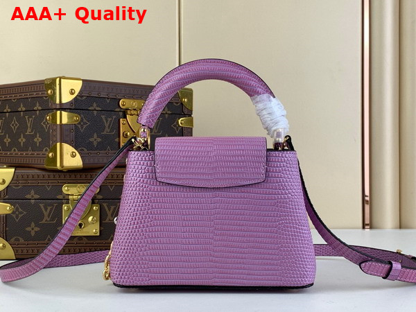 Louis Vuitton Capucines Mini Handbag in Light Purple Lizard Effect Cowhide Leather Replica