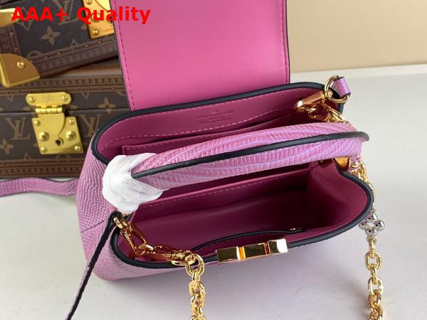 Louis Vuitton Capucines Mini Handbag in Light Purple Lizard Effect Cowhide Leather Replica