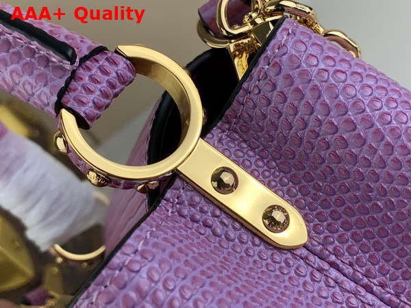 Louis Vuitton Capucines Mini Handbag in Light Purple Lizard Effect Cowhide Leather Replica