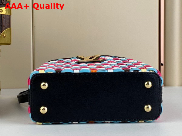 Louis Vuitton Capucines Mini Handbag in Multicolor Coated Canvas Woven with Thin Bands Replica