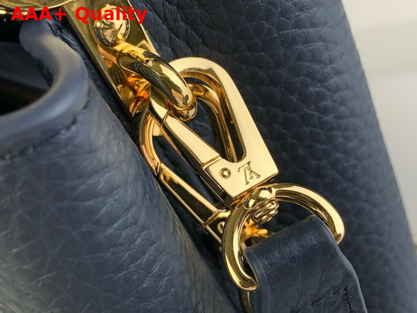 Louis Vuitton Capucines Mini Handbag in Navy Blue Taurillon Leather The Links are Decorated with Jewel Like Enamel Replica