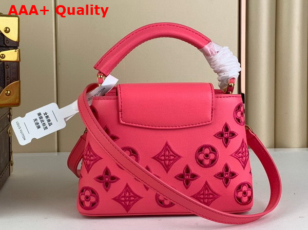 Louis Vuitton Capucines Mini Handbag in Pink Calfskin Perforated with the Monogram Pattern Replica