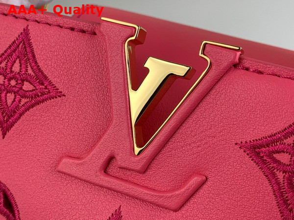 Louis Vuitton Capucines Mini Handbag in Pink Calfskin Perforated with the Monogram Pattern Replica