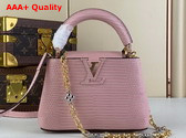 Louis Vuitton Capucines Mini Handbag in Pink Lizard Effect Cowhide Leather Replica