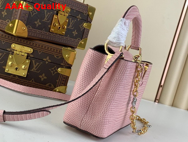 Louis Vuitton Capucines Mini Handbag in Pink Lizard Effect Cowhide Leather Replica