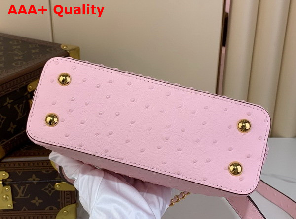 Louis Vuitton Capucines Mini Handbag in Pink Ostrich Leather with Triple Chain Adornment Replica