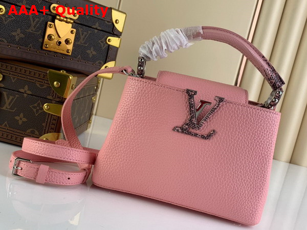 Louis Vuitton Capucines Mini Handbag in Pink Taurillon Leather with Lizard Details Replica