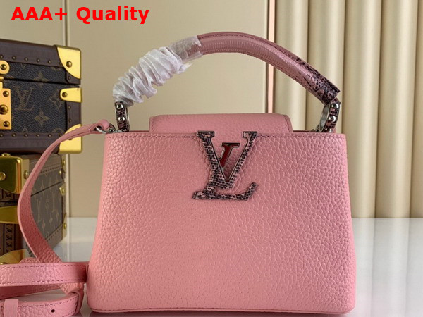 Louis Vuitton Capucines Mini Handbag in Pink Taurillon Leather with Lizard Details Replica