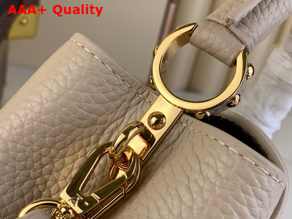 Louis Vuitton Capucines Mini Handbag in Quartz White Taurillon Leather The Links are Decorated with Jewel Like Enamel Replica