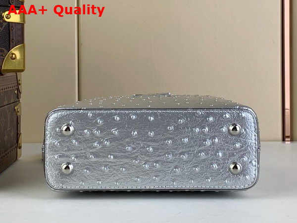 Louis Vuitton Capucines Mini Handbag in Silver Ostrich Replica