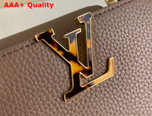 Louis Vuitton Capucines Mini Handbag in Smokey Brown Taurillon Leather with Leopard LV Replica