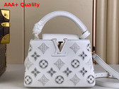 Louis Vuitton Capucines Mini Handbag in Snow White Calfskin Perforated with the Monogram Pattern Replica