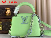 Louis Vuitton Capucines Mini Handbag in Spring Green Taurillon Leather Features a Joyfully Arty Enameled Chain M24683 Replica