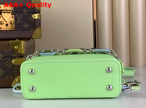 Louis Vuitton Capucines Mini Handbag in Spring Green Taurillon Leather Features a Joyfully Arty Enameled Chain M24683 Replica