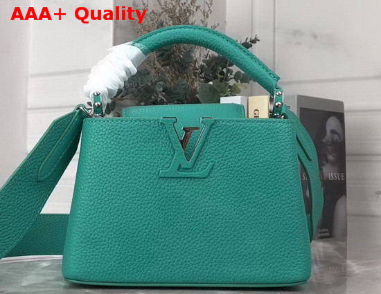 Louis Vuitton Capucines Mini Handbag in Turquoise Taurillon Leather Replica