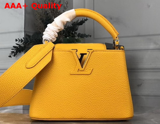 Louis Vuitton Capucines Mini Handbag in Yellow Taurillon Leather Replica