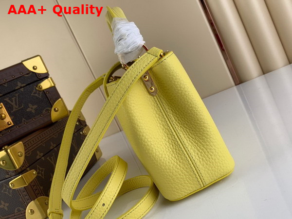 Louis Vuitton Capucines Mini Handbag in Yellow Taurillon Leather with Lizard Details Replica